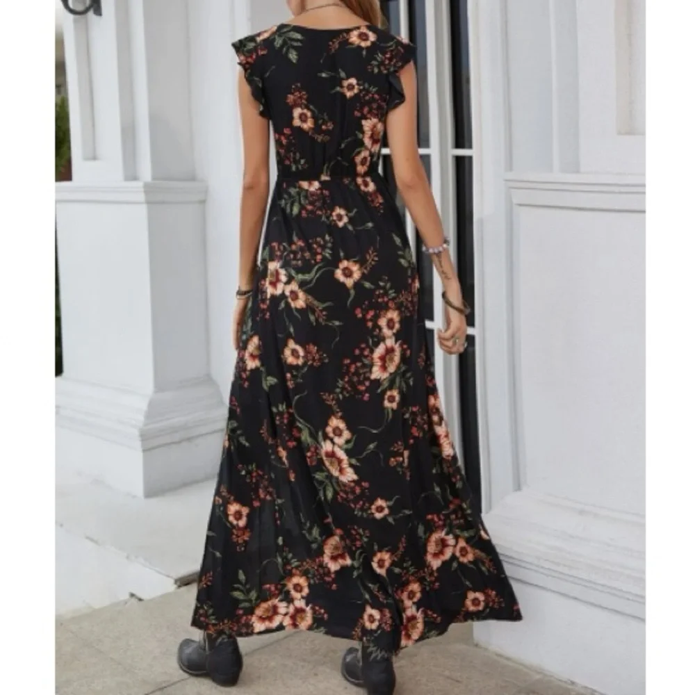 Boho floral print slit thigh maxi dress - Picture 7 of 16